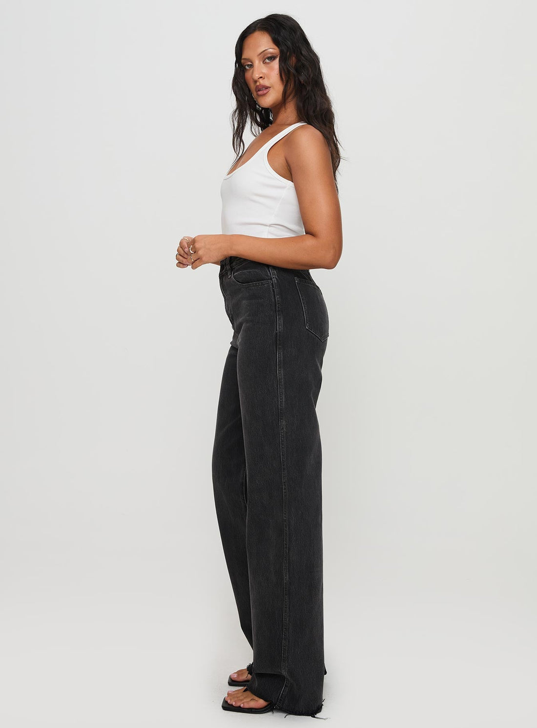 Karlina High Rise Straight Leg Jeans Charcoal