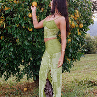 Sharifa Patchwork Maxi Skirt Green