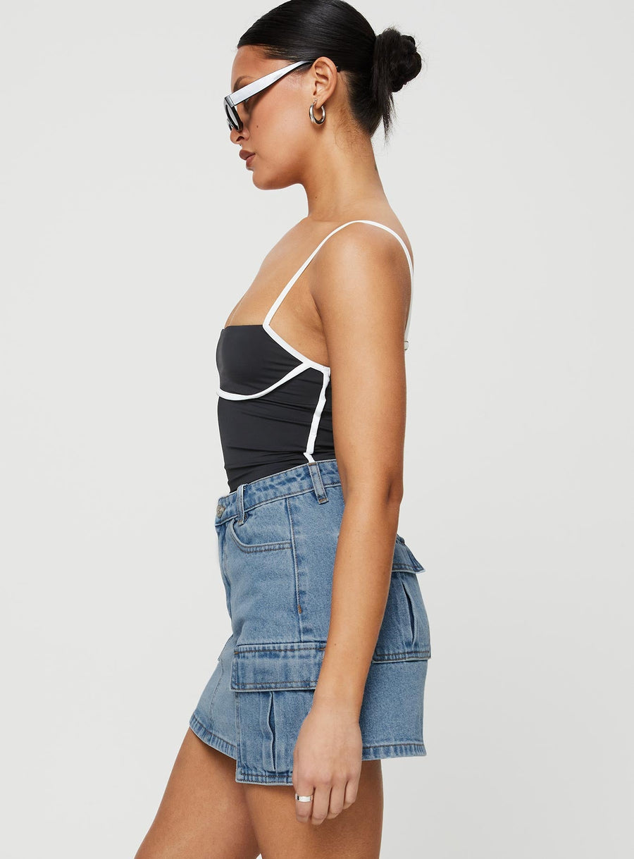 Maberley Denim Mini Skirt Mid Wash