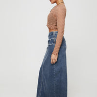 Lune Denim Maxi Skirt Blue