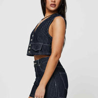 Rathlyn Pinstripe Shorts Dark Denim