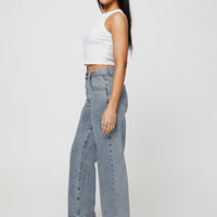 Krena Adjustable High Mid Rise Jeans Mid Wash