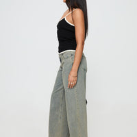 Jaycee Low Rise Wide Leg Jeans Antique Wash