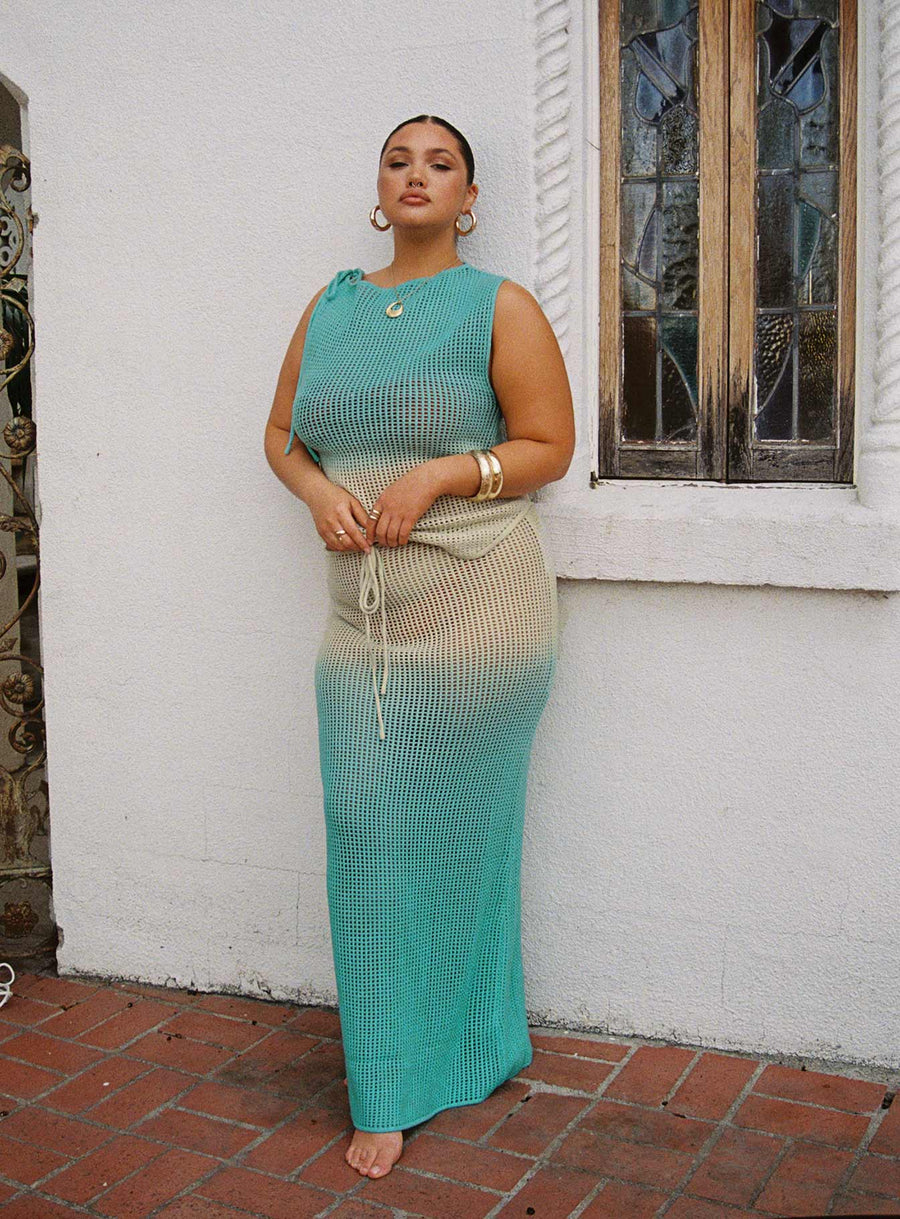 Auralia Knit Maxi Skirt Blue / Cream Curve