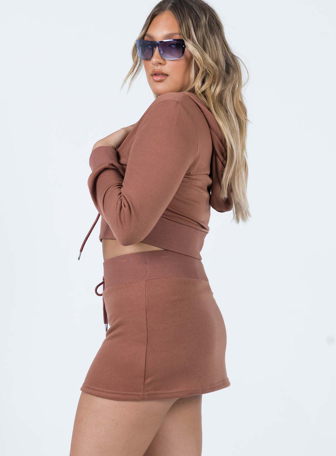 Jaded Y2k Terry Mini Skirt Brown