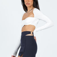 In Pieces Mini Skirt Navy Pinstripe