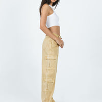 Locksley Mid Rise Baggy Cargo Jeans Beige