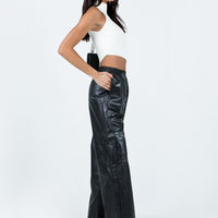 Lista Faux Leather Elastic Pocket Pants Black