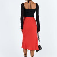 Mabel Midi Skirt Red