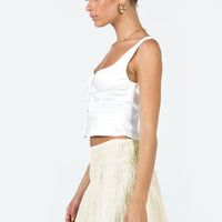 Crinkle Cotton Mini Skirt Ivory