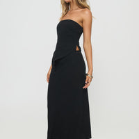 Ermias Linen Blend Midi Skirt Black