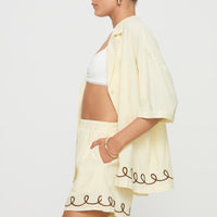 Jamari Linen Blend Shorts Cream / Brown