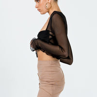 Oscar Mesh Mini Skirt Beige