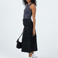 Diviney Parachute Midi Skirt Black