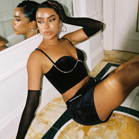 Claude Diamante Mini Skirt Black