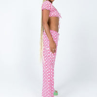 Motel Raya Trouser Apple Check Blush Red