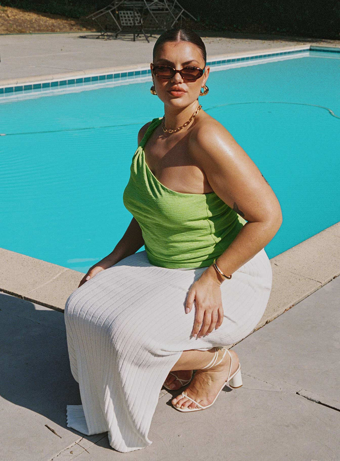 Santorini Knit Maxi Skirt White Curve