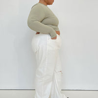 Sevina Wide Leg Denim Jeans White Curve