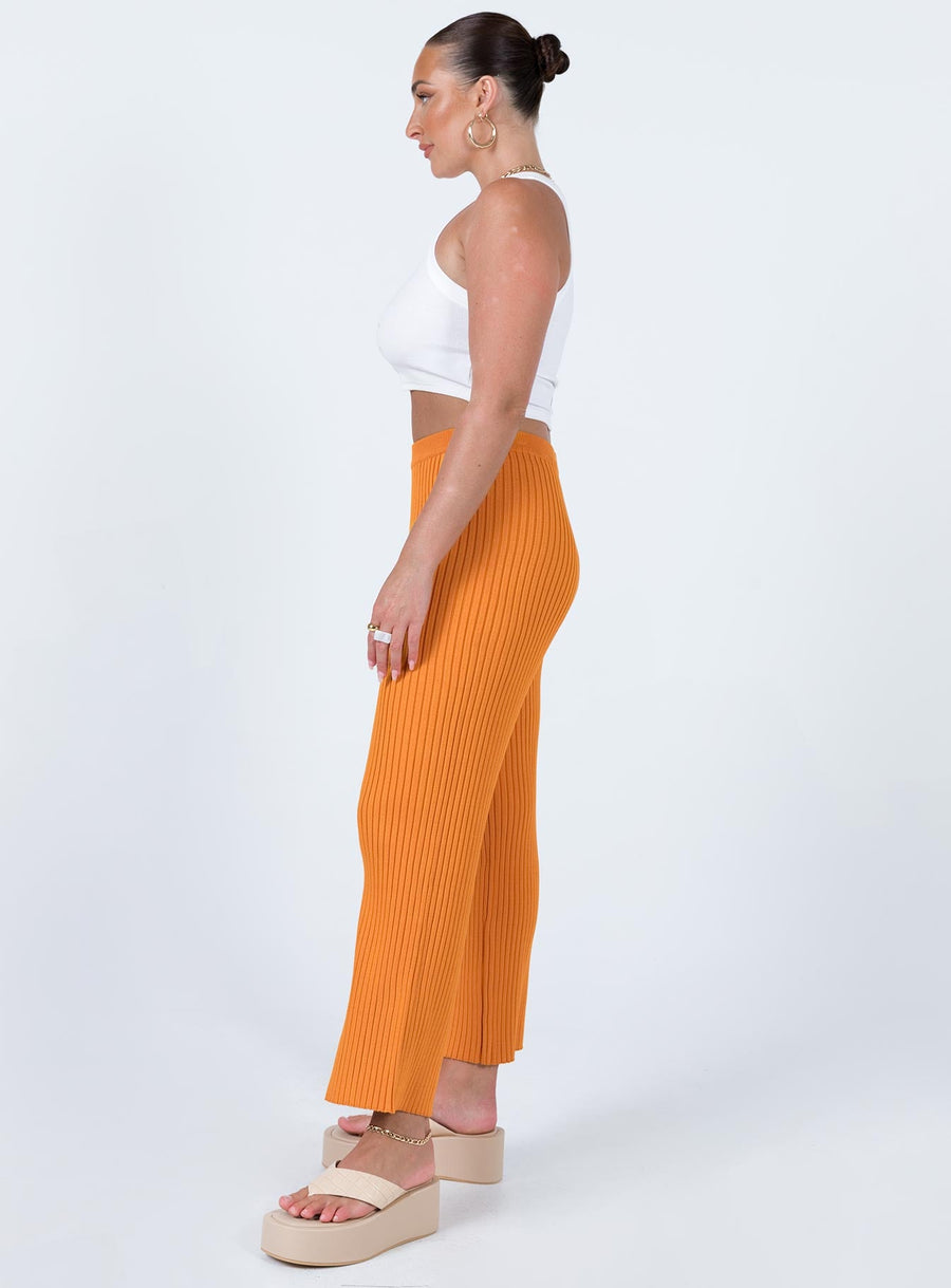 Ginny Ribbed Knit Pants Orange