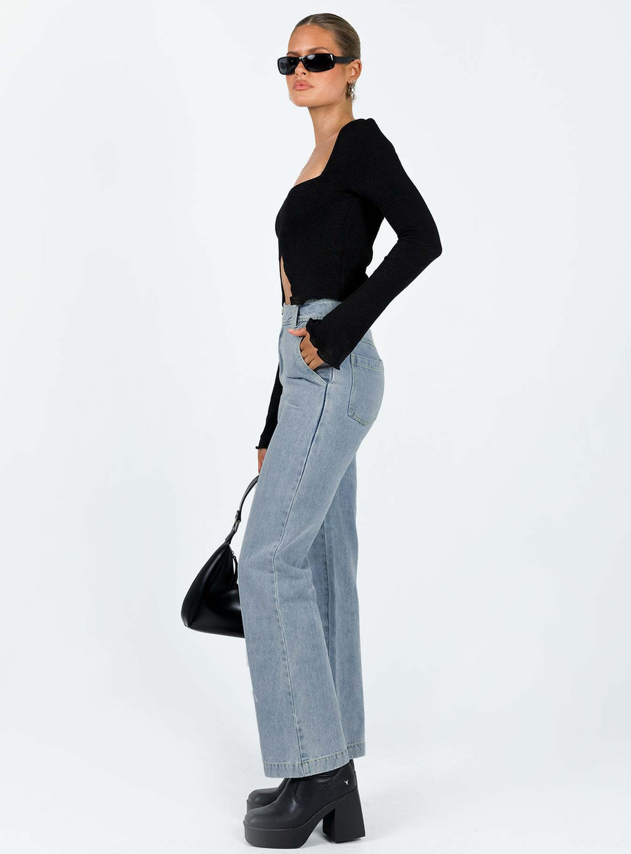 Ikena Straight Leg Jeans Light Wash Denim