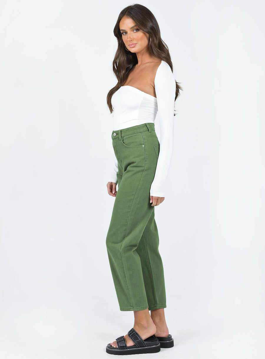 Leta Straight Leg Denim Jeans Khaki