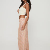 Gallego Lace Maxi Skirt Pink