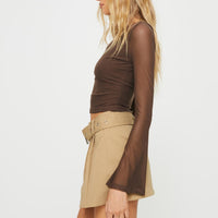 Lio Pleated Mini Skirt Beige