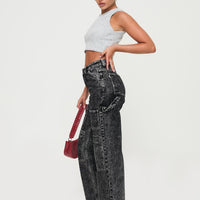 Malachie High Rise Jeans Black Acid Wash