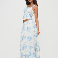 Modern Girl Maxi Skirt White / Blue Floral