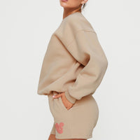 Princess Polly Sweat Short Bubble Text Sand/ Pink