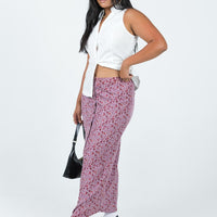 Motel Relow Skirt 90S Floral Burgundy