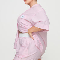 Early Riser Sleep Shorts Pink Stripe Curve