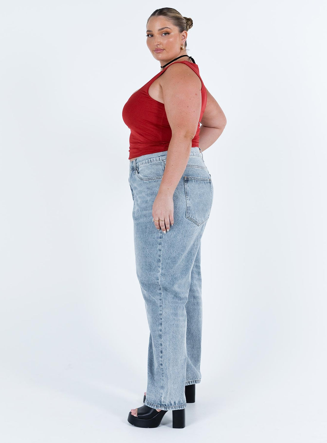 Holly Asymmetric Straight Leg Jean Light Wash Denim Curve