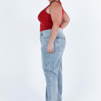 Holly Asymmetric Straight Leg Jean Light Wash Denim Curve