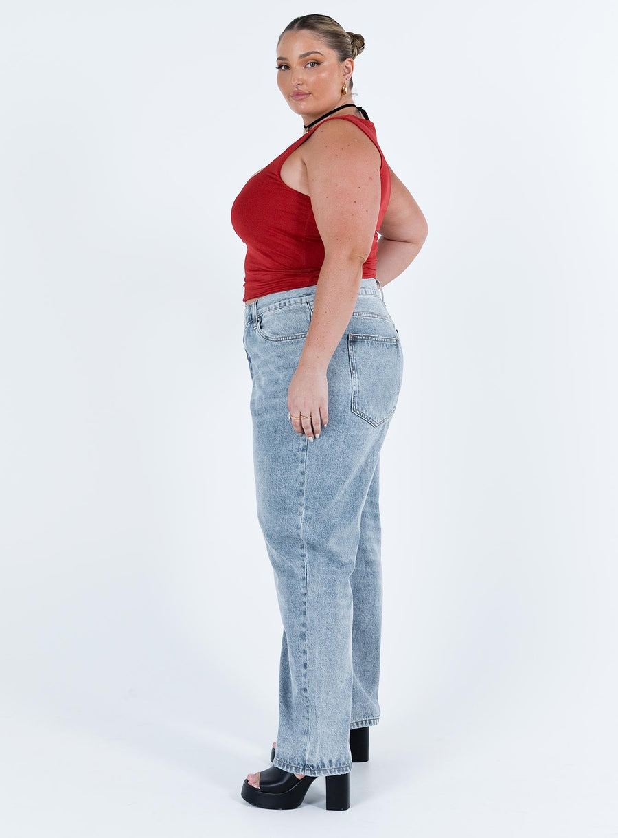 Holly Asymmetric Straight Leg Jean Light Wash Denim Curve
