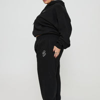Princess Polly Track Pants Script Black / Ivory Curve