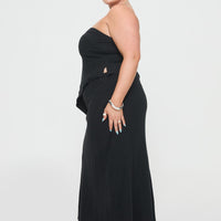 Ermias Linen Blend Midi Skirt Black Curve