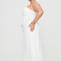 Ermias Linen Blend Midi Skirt White Curve