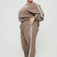 Princess Polly Track Pants Stripe Taupe / White Curve