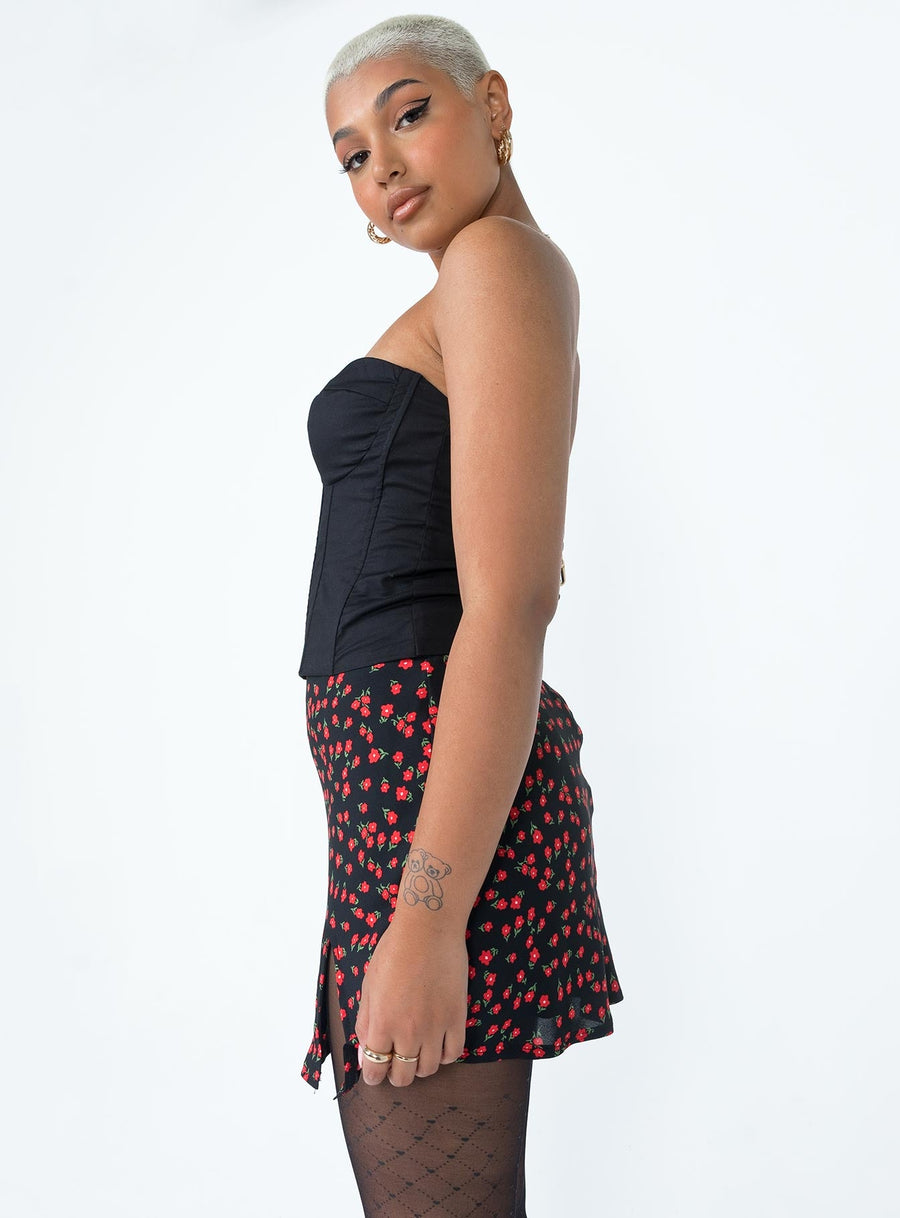 Kerri Mini Skirt Black Floral
