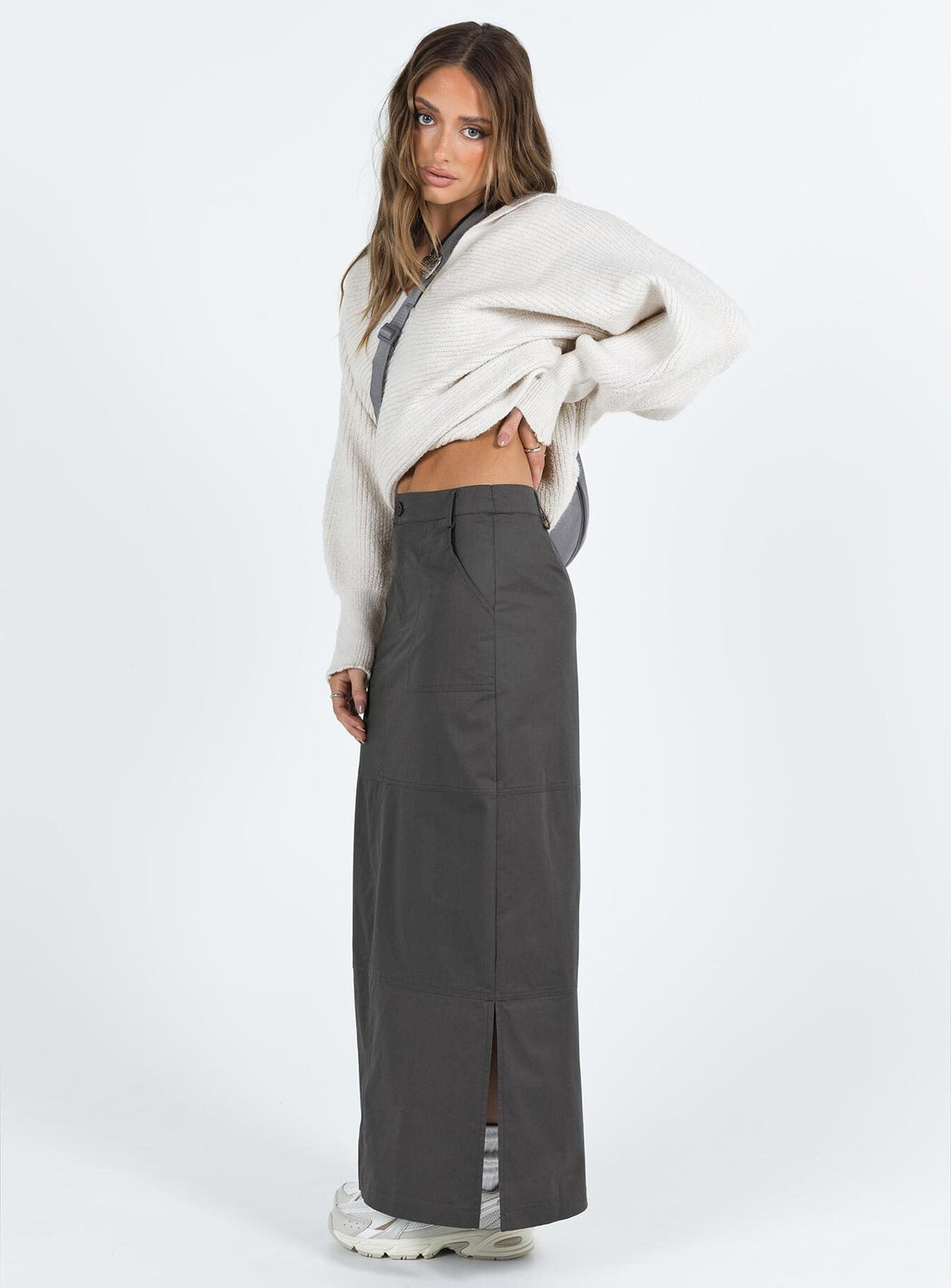 Devine Cargo Maxi Skirt Slate
