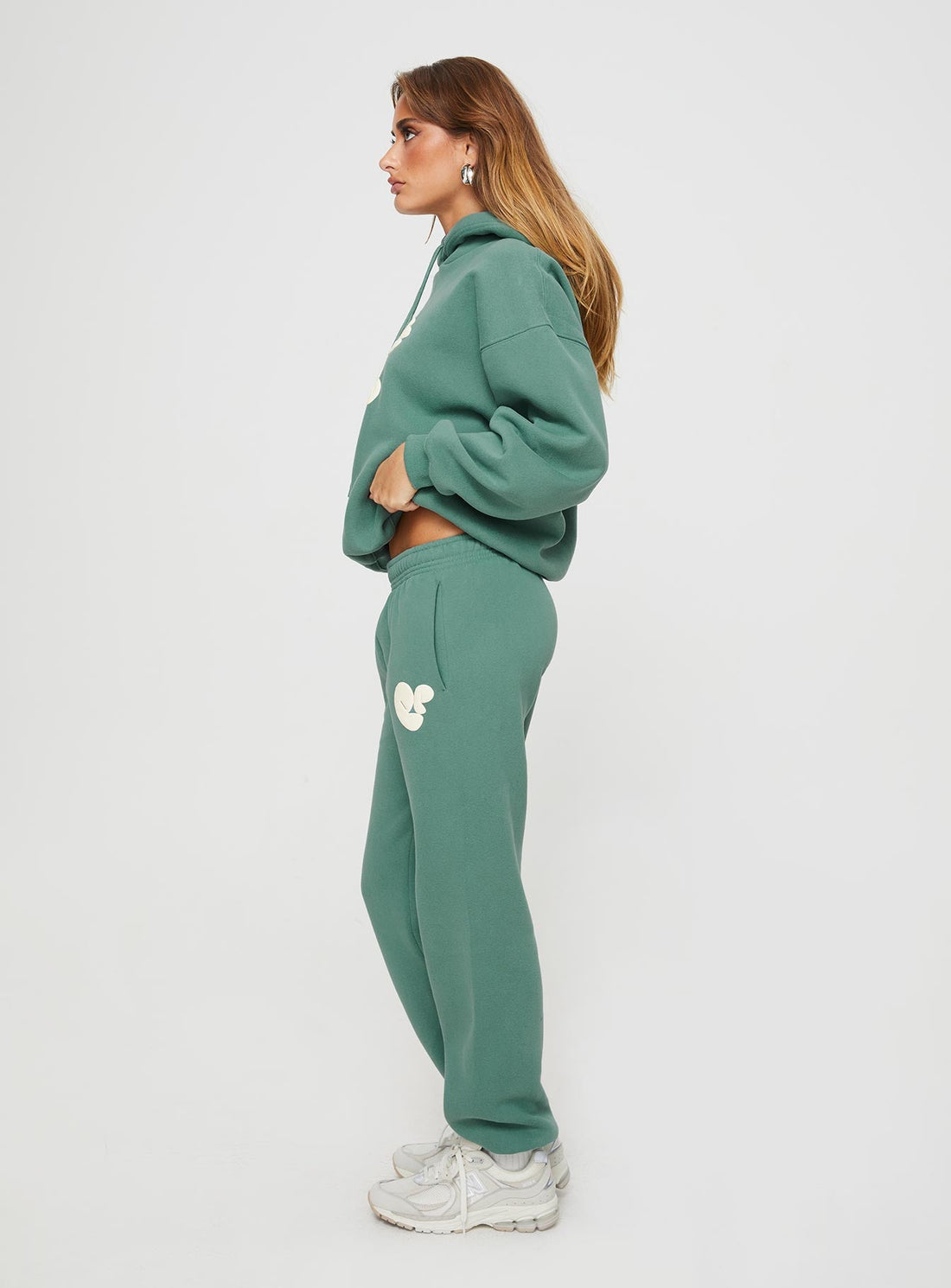 Princess Polly Track Pants Bubble Text Sage / Eggshell