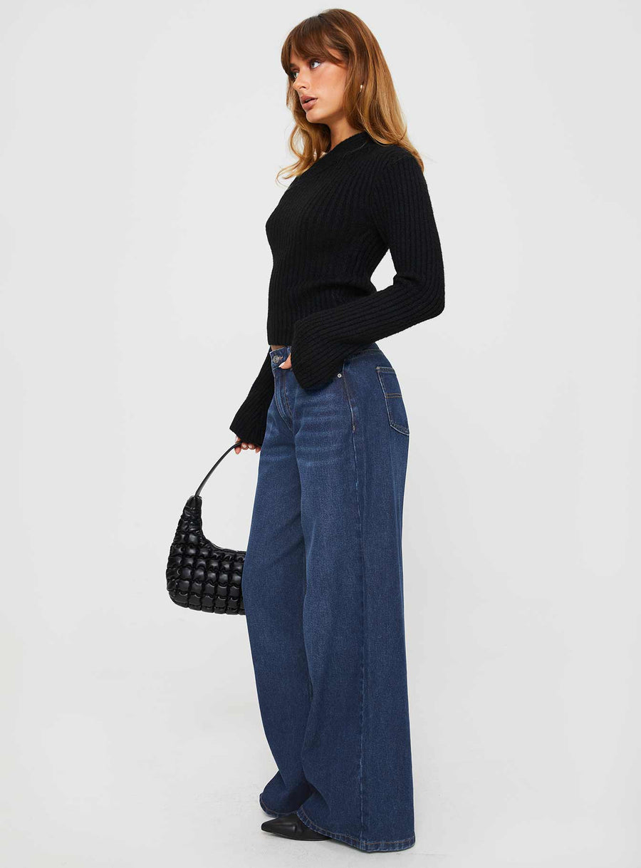 Naylor Mid Rise Wide Leg Jeans Mid Blue Denim Tall