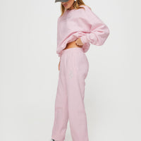 Princess Polly Track Pants Script Baby Pink / Grey