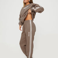 Princess Polly Track Pants Stripe Taupe / White