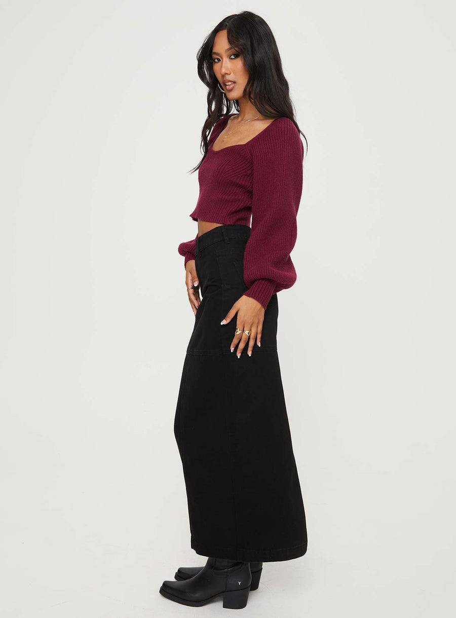 Markanna Denim Midi Skirt Black
