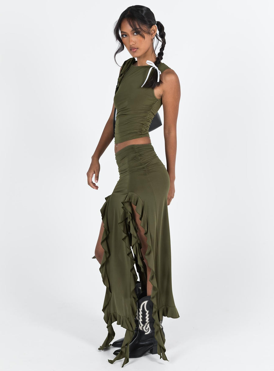 Rendezvous Maxi Skirt Olive