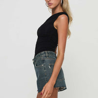 Get It Right Mid Rise Denim Shorts Dark Denim Wash