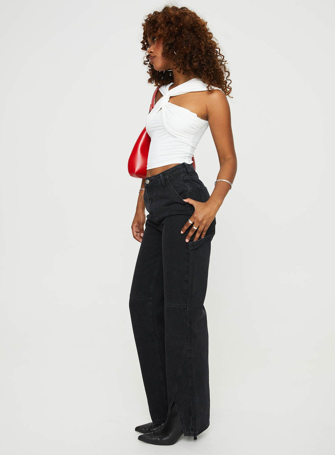 Rihanna Split Hem Jeans Black