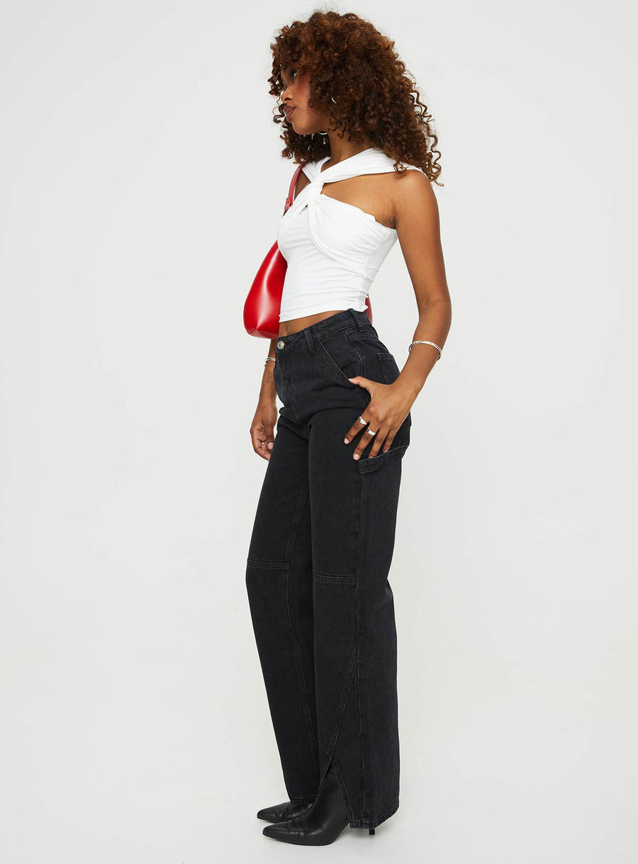 Rihanna Split Hem Jeans Black